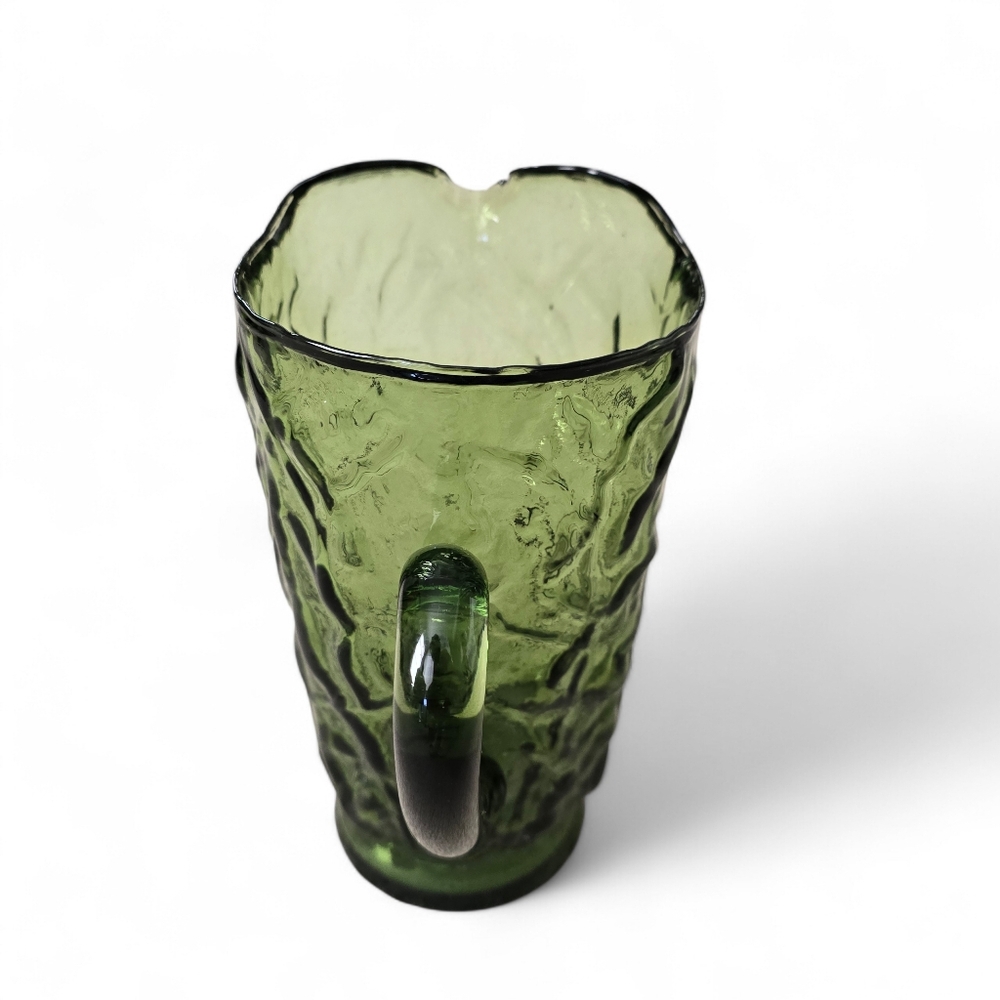 Vintage Olive Green Textured Glass Pitcher 64 oz - Picture 5 of 9